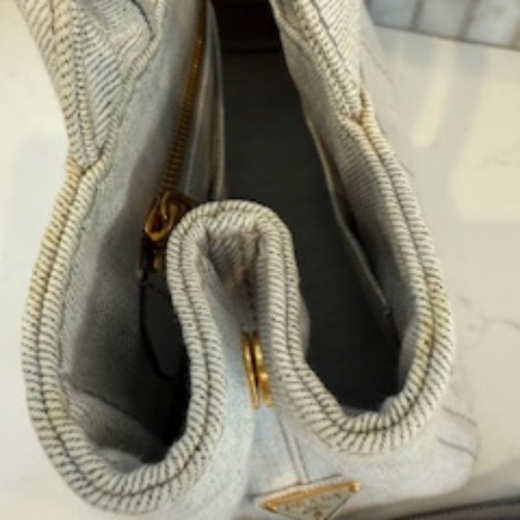 💋 Prada Canapa Tote Canvas shoulder bag Gray - Picture 7 of 16